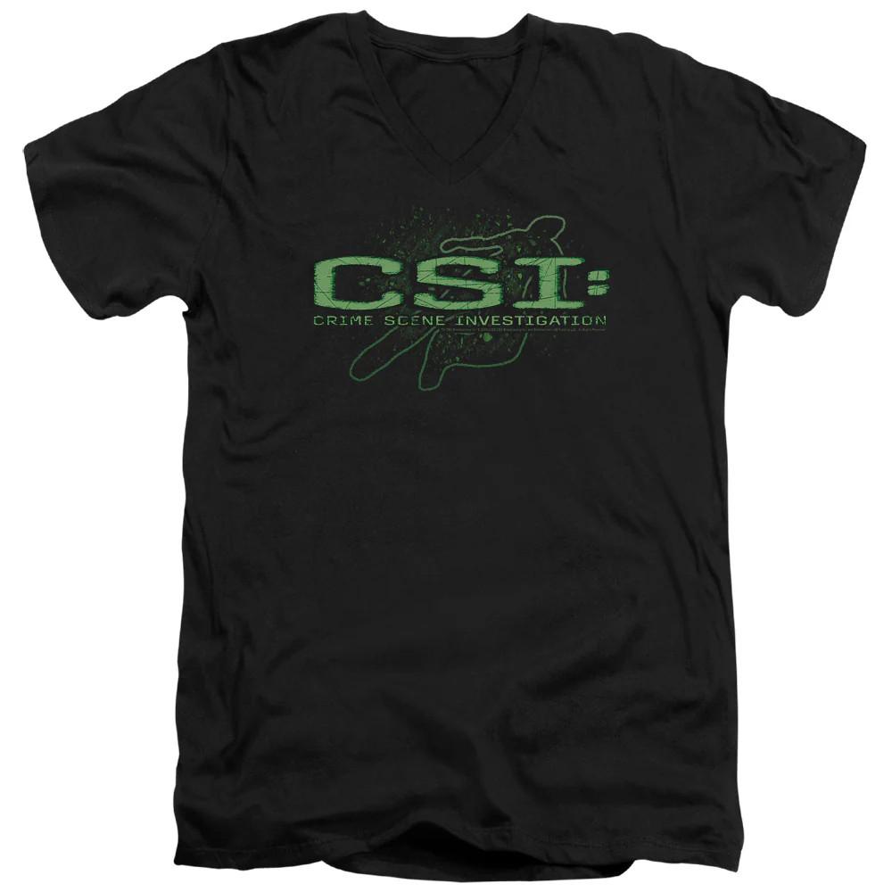 

Csi Sketchy Shadow Mens Slim Fit V-Neck T Shirt Black Officially Licensed XL