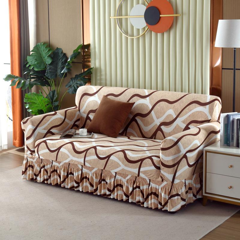 Skirt Sofa Cover Anti-Cat Scratch Swastika Elastic Cover Integrated All-Inclusive Sofa Cushion Cover Universal In All Seasons