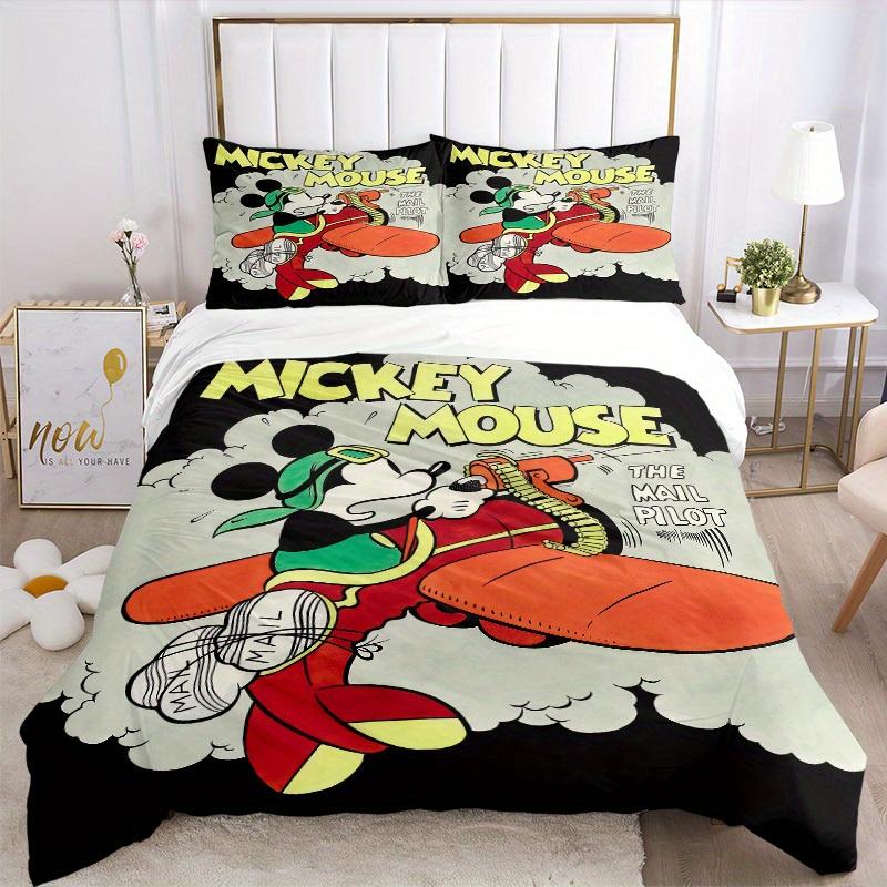 3pcs set Mickey Mouse, Mail Pilot, Cartoon Bedding Set with Duvet Cover+Pillowcases, All-Season Polyester, Zipper Closure46
