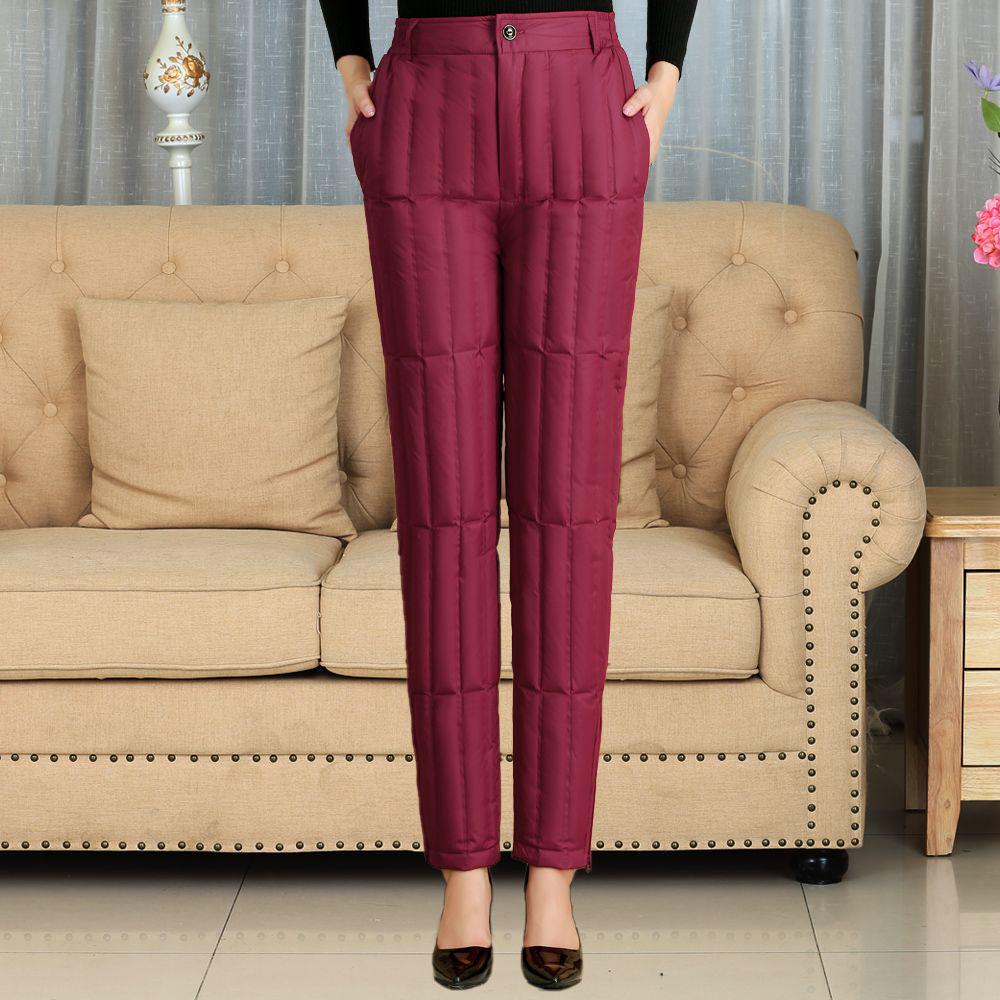 

Жіночі зимові штани з високою талією, легкі, з качиного пуху, з подвійною блискавкою L (Recommended 2.1-2.3 feet waist)