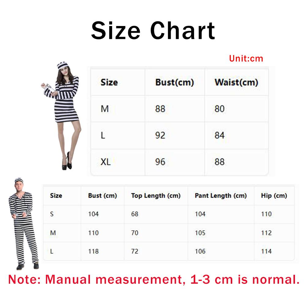 Prisoner's Clothing Classic Black-and-white Striped Couple's Prison Outfits Hats Dress Halloween Party Performance Costume
