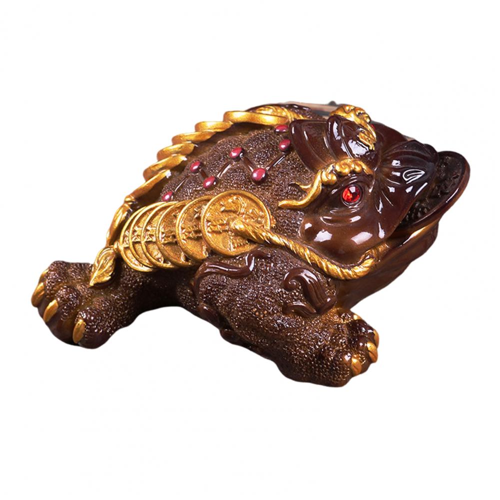 Lucky Toad Figurine Color Changing Resin Toad Tea Pet Ornament for Home Office Desk Decor Wealth Kung Fu Tea Set Ceremony