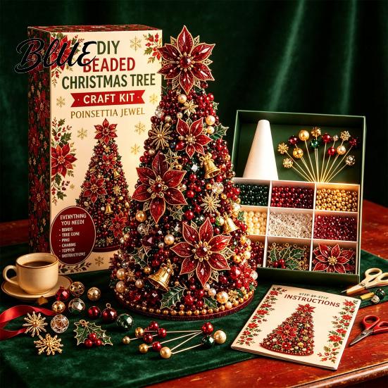 Healing Art And Craft Projects DIY Christmas Tree Beading Kit for Adults Beginners Handmade 3D Ornament with Full Educational Tool Tools Plastic