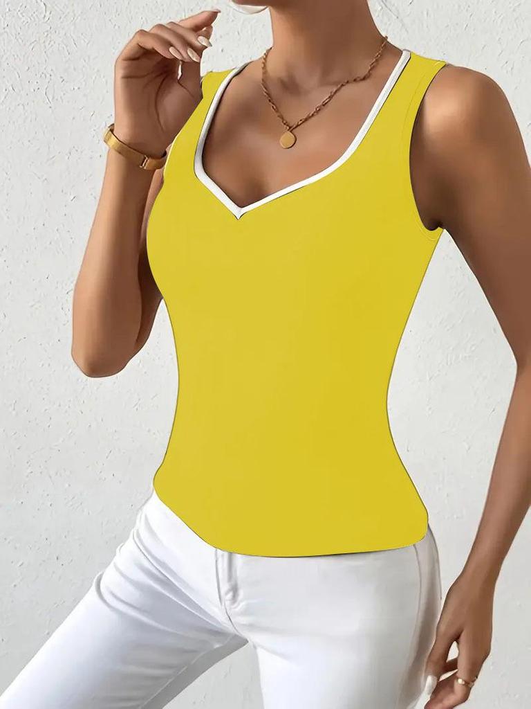New Black & White V-Neck Fashion Camisole: Casual, All-Season Style