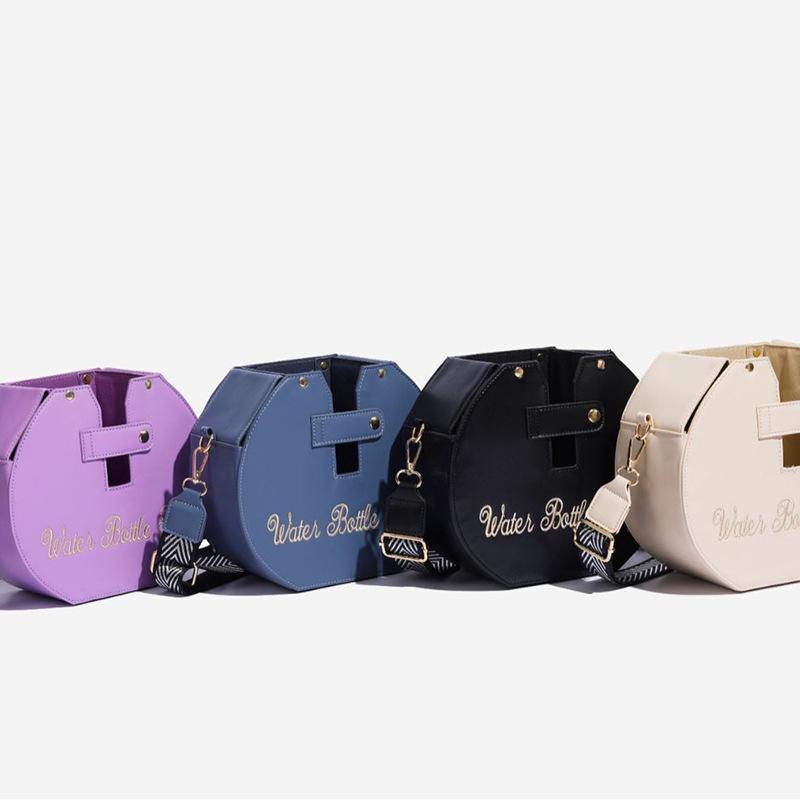 Outdoor Portable Beverage Bottle Water Cup Bag Purple Large Thermos One-shoulder Diagonal Straddle Bag