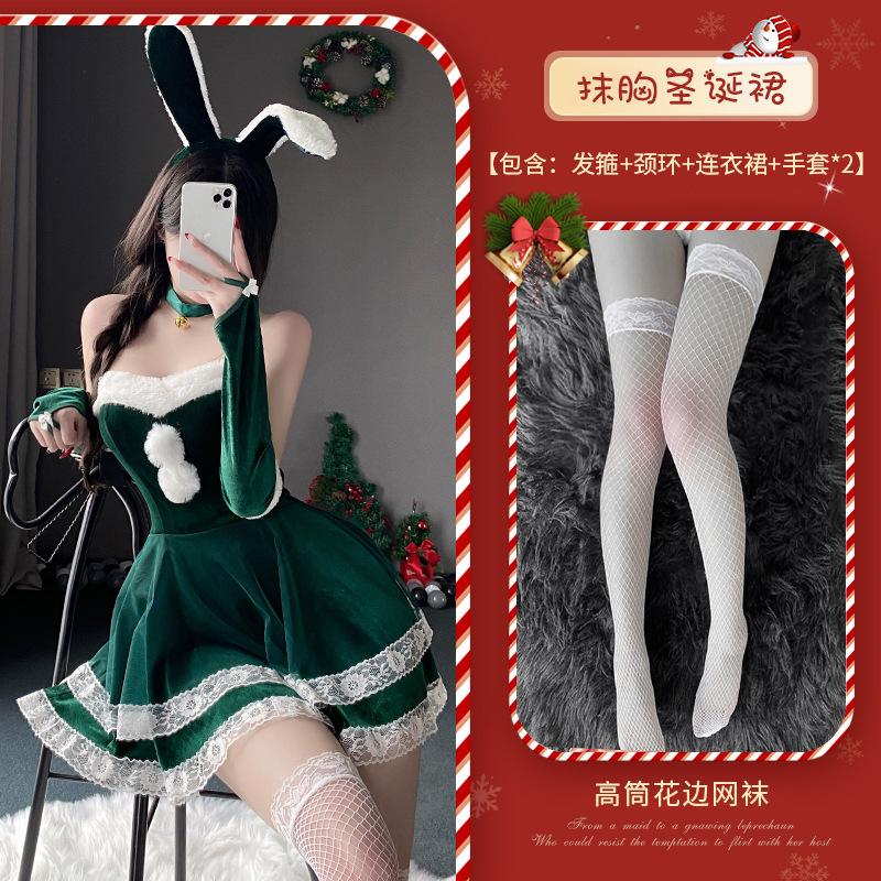 Christmas Costume Velvet Bunny Dress Halloween Dress Stage Costume