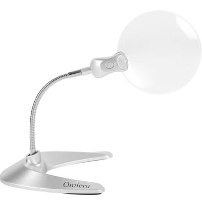 Omieru Magnifying Full with Perfect for Reading and 2x Magnification Glass, Lens, Stand, Tabletop, Light, Crafts, Acrylic, 13cm,