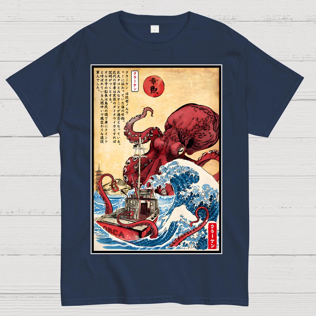 Hunting the Kraken In Japan Unisex 100% Cotton Summer Casual Cool Loose T-Shirt