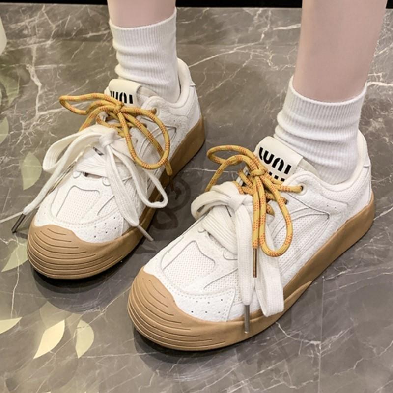 Fashion 2025 Spring Womens Mesh Hollow Sports Shoes Cute Thick Sole Breathable Shoes Leisure Sports Skateboard Tennis zapatos mujer