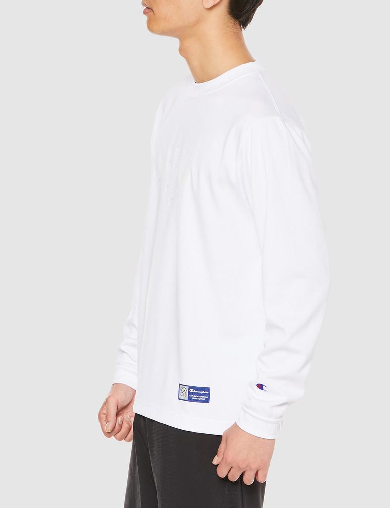 Champion Long Sleeve Crew Neck Warm Graphic Logo Print Size S Men's T-Shirt, White, (C3-WV408)