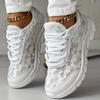 Modische Sneakers mit Blumenmuster und Spitze für Damen, weiße, lässige Sportschuhe, bequeme Schnürschuhe mit dicker Sohle