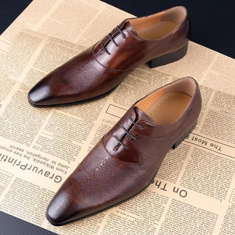 Fashion Professional Men Leather Shoes Luxury Oxfords Classic Style Lace Up Genuine Cowhide Leather Dress Shoe For Man Delivery Fast New
