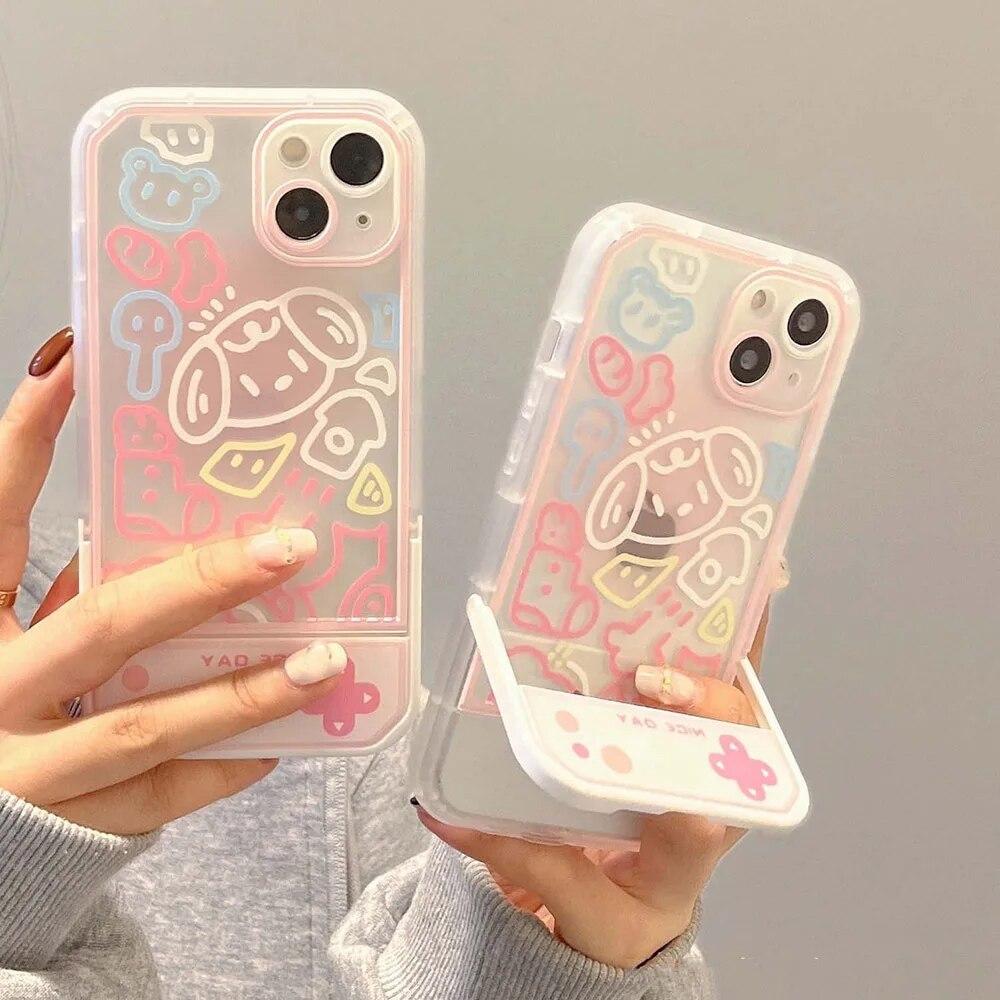 Neviditelný stojánek pouzdro na telefon pro iPhone 15 Pro Max pouzdro iPhone 11 14 12 13 Pro Max XR XS 7 8 Plus SE Měkký nárazuvzdorný kryt