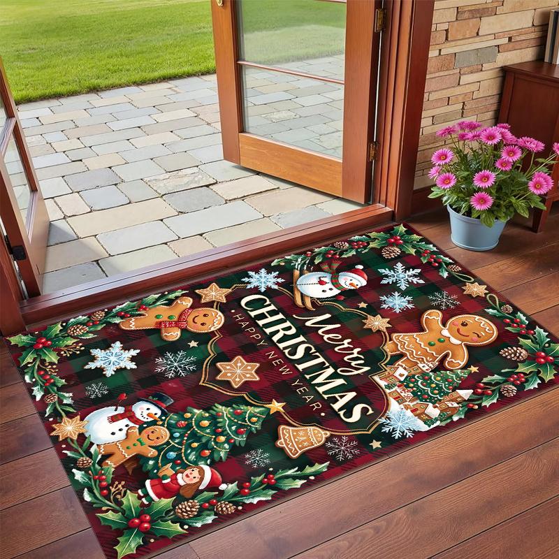 Weihnachtlich bedruckter quadratischer Teppich, weich, rutschfest, für Schlafzimmer, Weihnachtsgeschenk