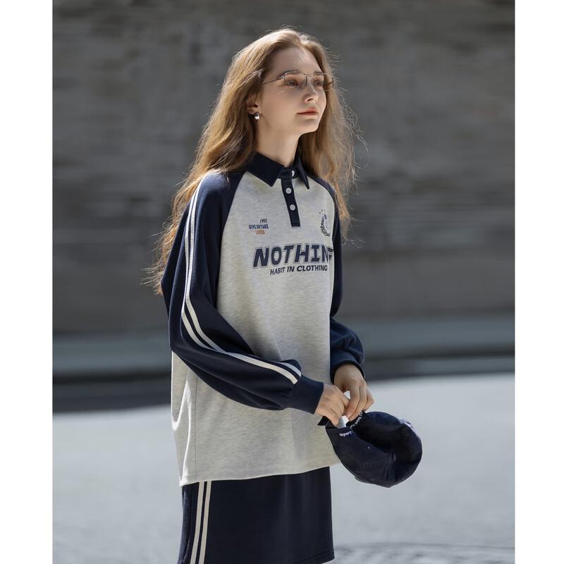 TonLion Women's 2025 Fall American Lettering Contrast Raglan Knit Polo