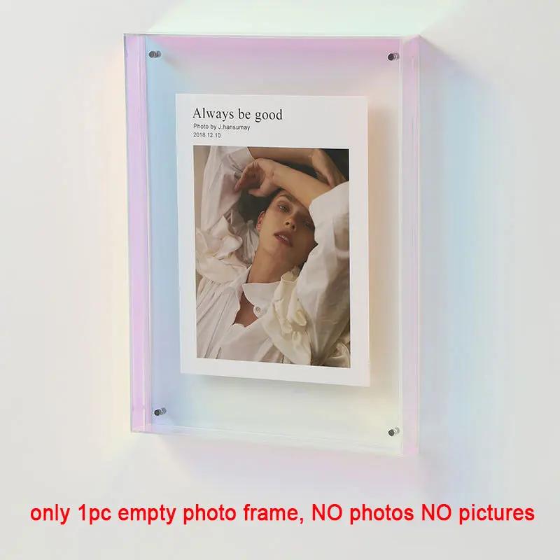 Acrylic Photo Frame Box Transparent Photocard Holder Interior Frame Picture Display Stand Office Home Desktop Wall Decoration