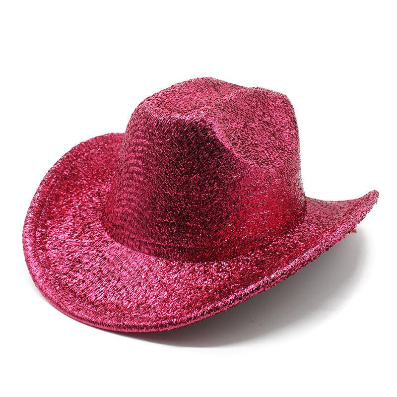 Cappello Western Classico da Cowboy con Pizzo e Filo d'Oro per Artisti da Palco e Appassionati di Feste