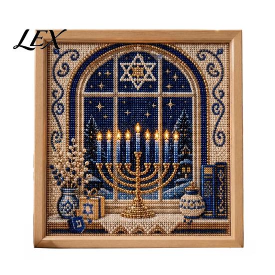 Beginner Friendly Craft DIY Hanukkah Pearl Art Kit, 3D Mosaic Bead Set, Creative Indoor Garden Decor Ritual Activity Making Kit for Traditional