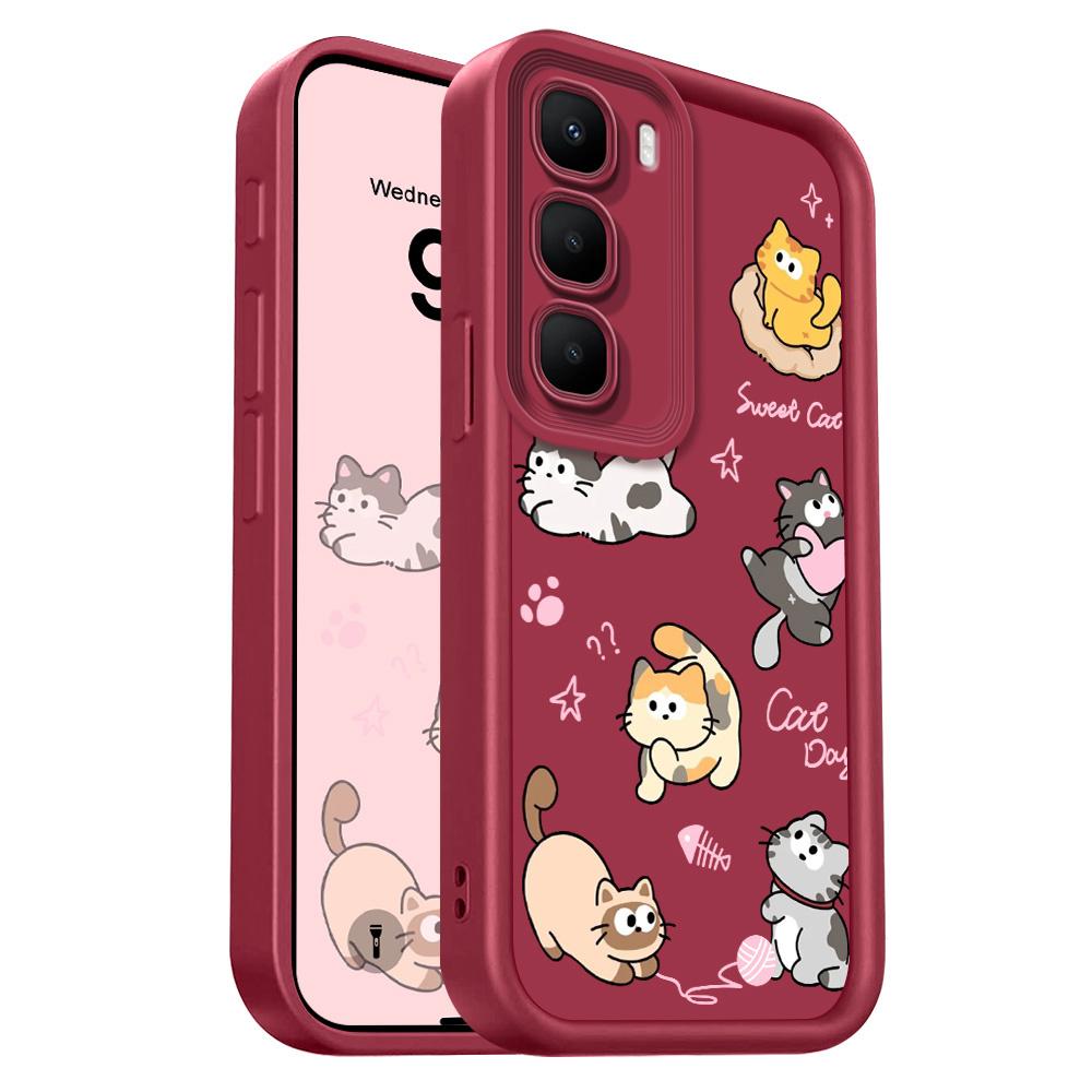 Playing Cute Cat Phone Case For Infinix Hot 60 60I 50 40 40I 30 30I 20 Pro Plus Play 4G 5G Staircase Soft Cover