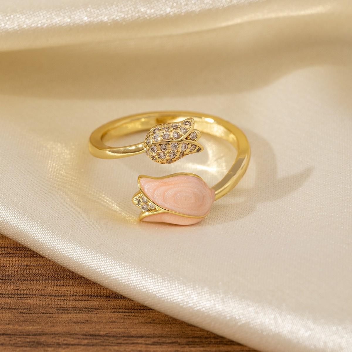 

Регулируемый женский набор колец серии «Цветы в стиле Мори», с нишевым дизайном, экологичный, с золотым покрытием Adjustable Opening