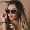 Sexy Cat Eye Punk Sunglasses Women  Luxury Brand Fashion Metal Small Frame Sun Glasses For Ladies Trendy Cateye Shades UV400