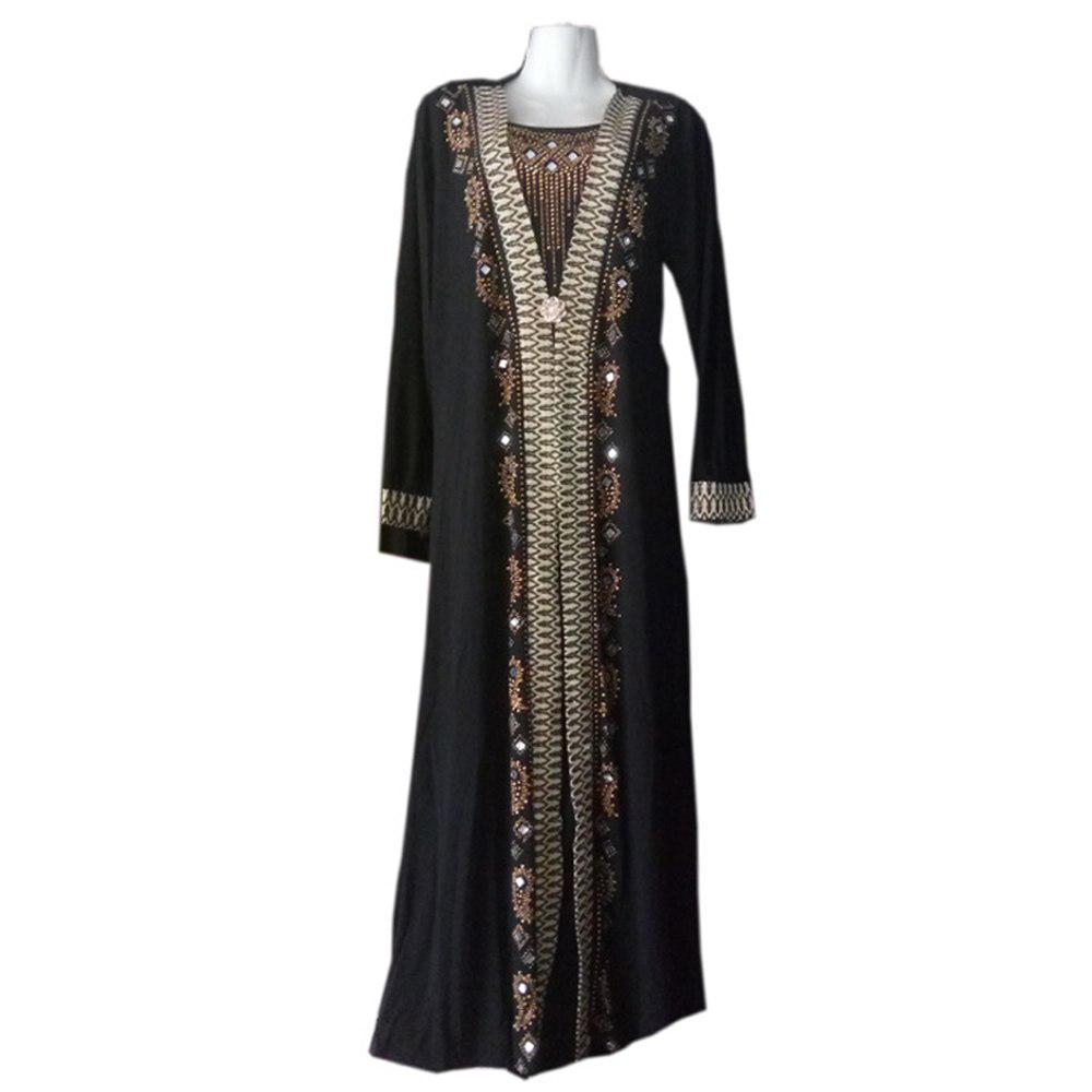 Muslim Long Sleeve Cardigan Tunic Embroidered Dress Robe Islamic Dress Garment  Maxi Dress Kaftan