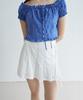 Bember Punching Lace Pleated Mini Skirt_White