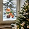 Winter Atmosphere Decor Fox Static Window Cling, Christmas Glass Stickers, PVC Electrostatic Cling Decorative Decal for Home Door & Decoration,
