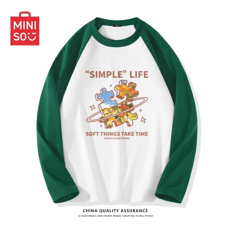 MINISO Men s Colorblock Raglan Long Sleeve T-Shirt L
