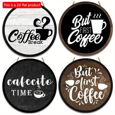 1 Stück 2D-Flachholz-Kaffeeschilder, Dekoration für Kaffeebar, Holz-Bauernhaus-Wandschild – 20 cm, Dekoration für Küche, Zuhause, Büro, Café, Kaffeestation, Einweihungsgeschenk