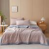 Simple Geometric Plaid Summer Quilt Japanese Style Soft Skin-friendly Air Conditioning Thin Quilt Bedroom Travel Throw Blanket