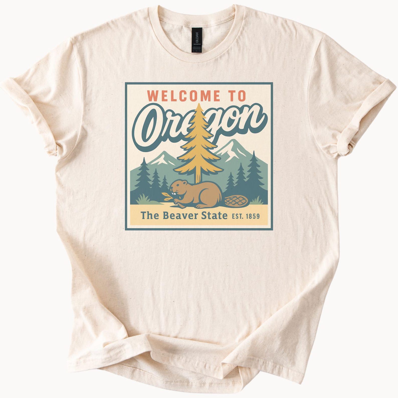 Oregon State Shirt Welcome to Oregon Graphic Tee Beaver State Design Nature Mountains Trees Outdoor Adventure Scenic Unisex T Shirt 130