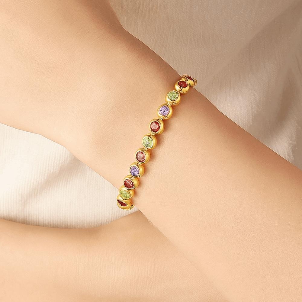 Waterproof Luxury Gold Color  Bangle Handmade Round Shape Cuff Bracelet  Female Lady Girl