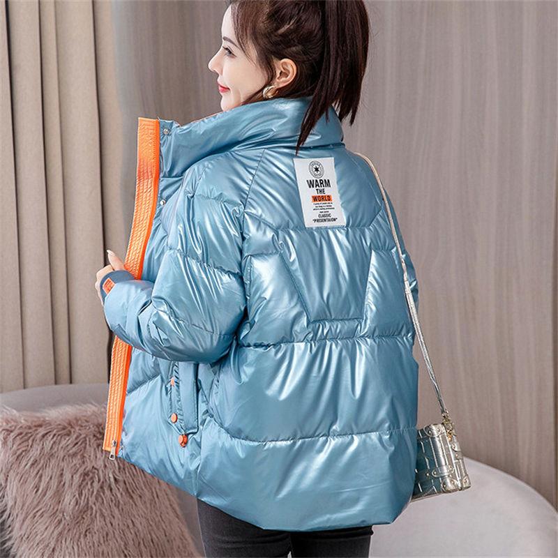 New Women's Winter Jacket Glossy Parka Stand Callor Down Cotton Jacket Warm Casual Cotton Padded Parkas Snow Wear Coat