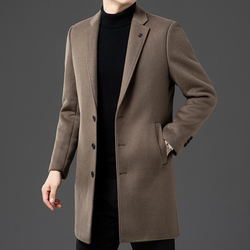 New Middle-aged and Elderly Men's Wool Coat Dad's Mid-length Autumn and Winter Coat Business Casual Men's Clothing