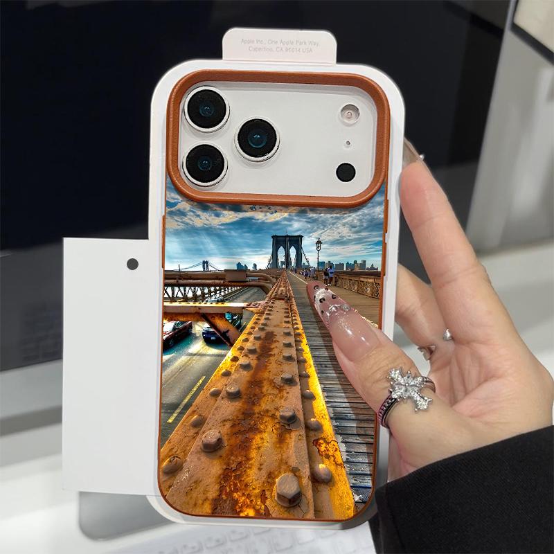 Mountain Waves Print Case For iPhone 17 18 Pro Max Leather Texture Silicone Cover For iPhone 16 15 14 13 Pro Max 16E 17E