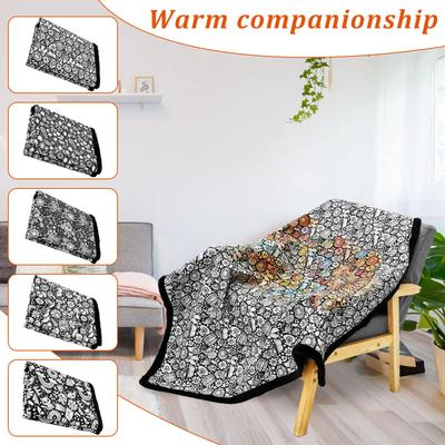 DIY Coloring Blanket Polyester Personalized Color Blanket 114x146CM Washable Coloring Own Plush Blanket for Home Bedroom Sofa