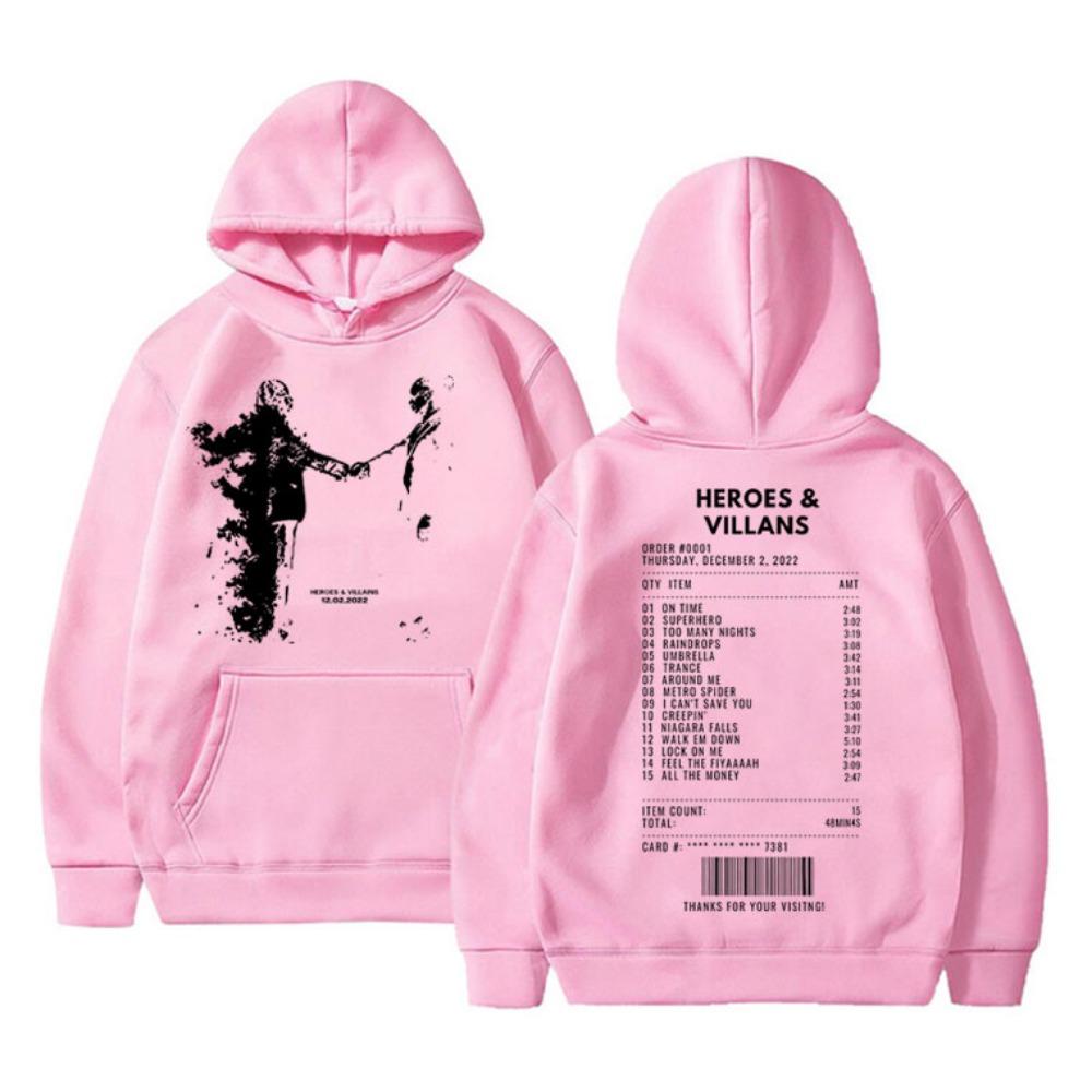 Rapper Metro Boomin Heroes Villains Double Sided Print Hoodie Men Hip Hop Oversized Sweatshirt Men's Fashion Trend Streetwear