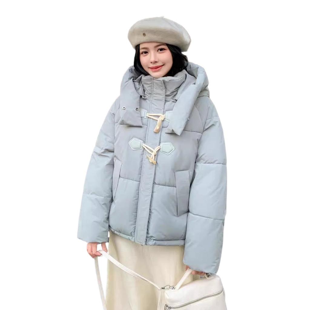 Corner buckle hooded down cotton cotton jacket women's short loose thickened small winter cotton-padded coat