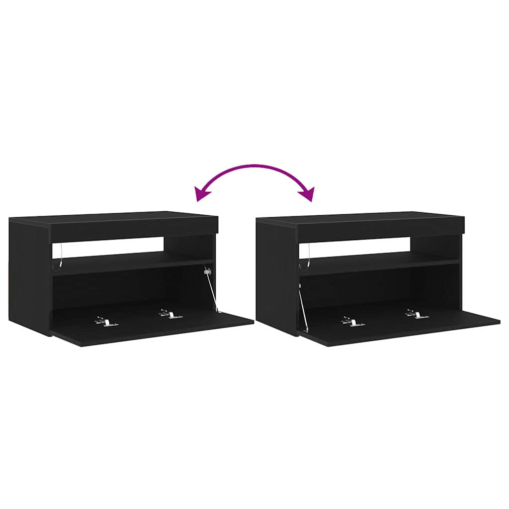 TV Cabinet Black Oak Effect 75 x 35 x 40 cm Engineered Wood
