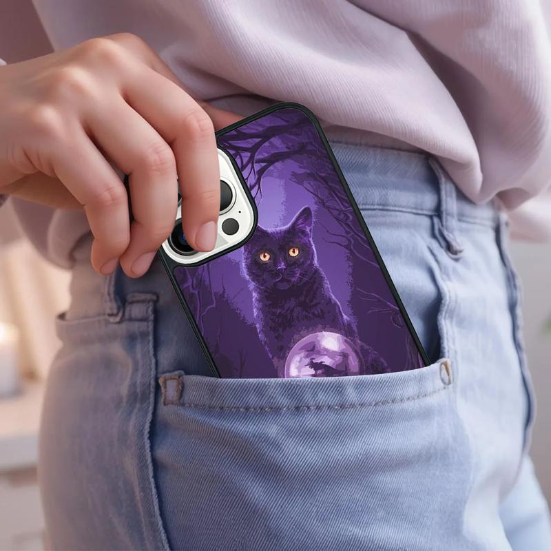 Witchcraft Halloween Cat Dark Witch Soft Phone Case For iPhone 17 Air 15 16e 14 13 Pro Max Coque 12 11 Pro Max PLUS Cover