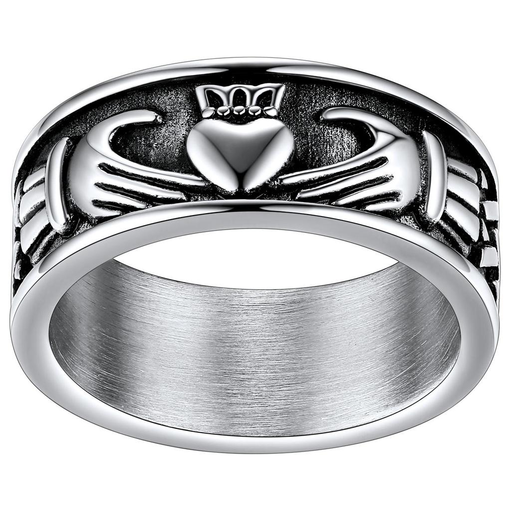 316L Stainless Steel Claddagh Rings for Lovers Retro-style Love Loyalty BFF Wedding Anniversary Irish Matching Couple Jewelry