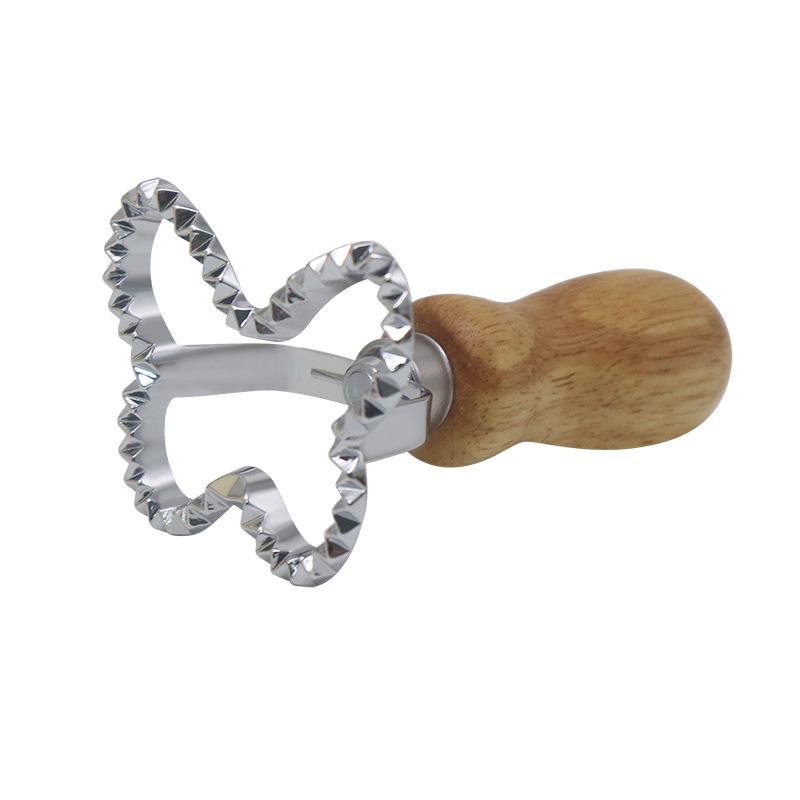 Zinc Alloy Biscuit and Dumpling Edge Embossing Cutter with Wooden Handle