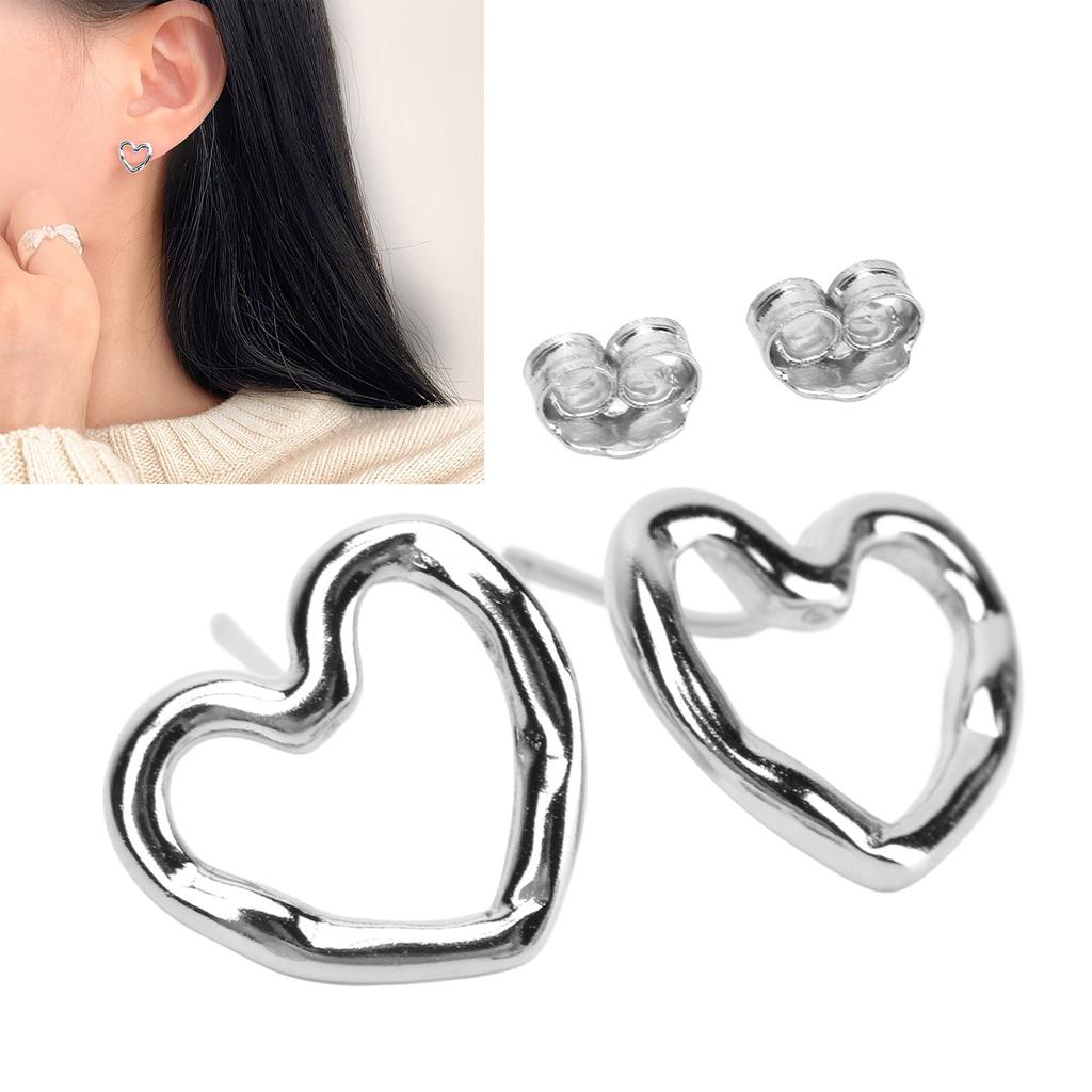 Ear Studs Hollow Heart Shape Exquisite Fashionable Versatile Stud Earrings for Daily Dating Work