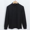 Mens 160 Mercerized Cotton Polo Blouse Mens Leisure T-shirt Mens Long-sleeved Blouse Collar Polo Blouse