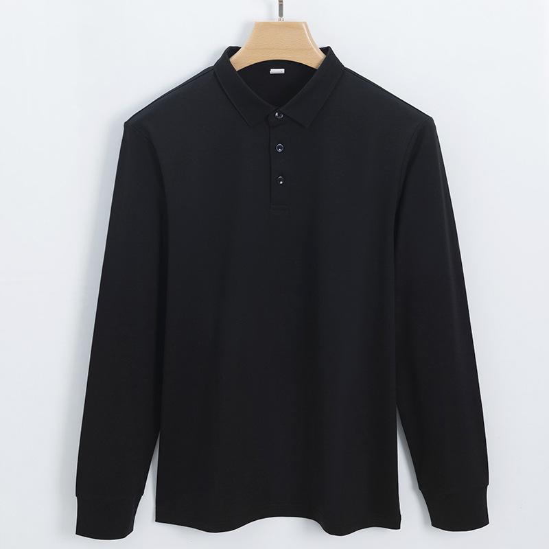 

Men s 160-count Mercerized Cotton Casual Wrinkle-free T-shirt Men s Long-sleeve Shirt Collar Minimalist Lightweight Breathable Summer Business T-shirt 4XL