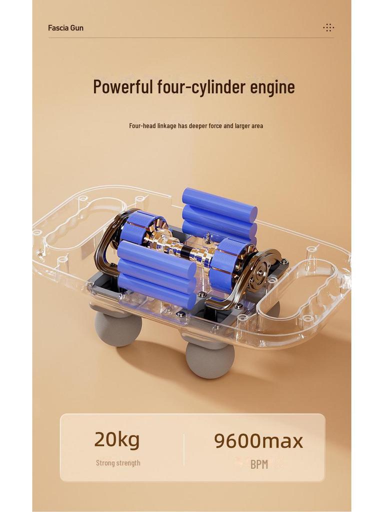 High-Power Rechargeable Muscle Relaxation Massager with Four Heads