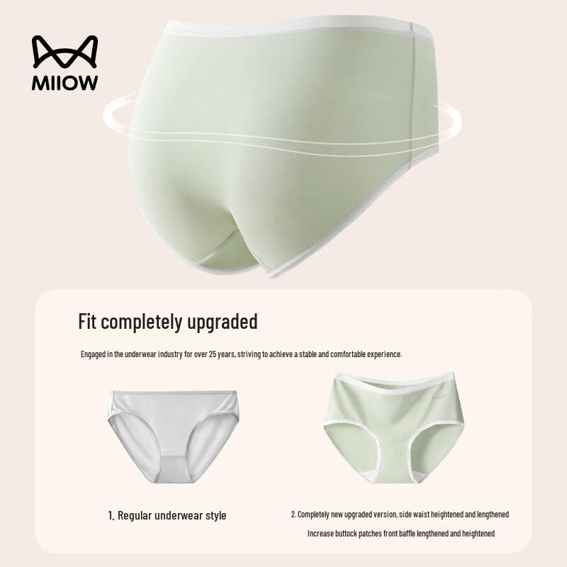 MaoRen Women's Plus Size High-Waist Cotton Antibacterial Briefs 4-Pack