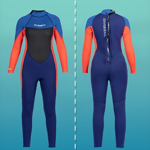 Kids' and Junior's Full Wetsuit, 2.5mm Thick, Long Sleeve, Thermal, for Snorkeling, Surfing, Scuba Diving, Surfboarding, and Bodyboarding, 12 Sizes Av