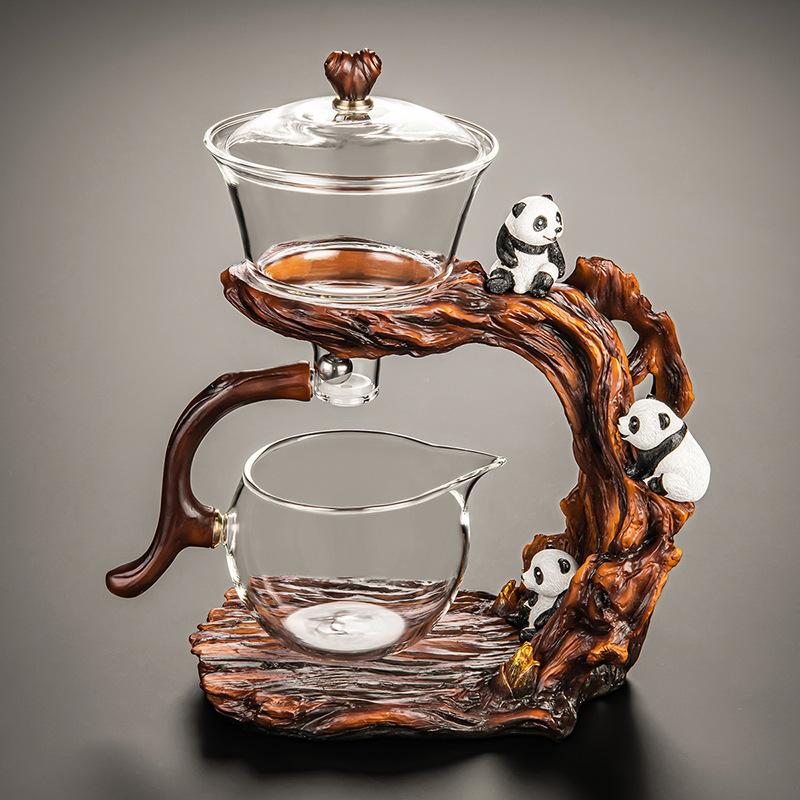 Lazy Glass Automatic Tea Set Business Gift High Borosilicate Panda Kung Fu Teaware Sets